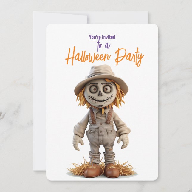BIG EYED HALLOWEEN SCARECROW Party  Invitation (Front)