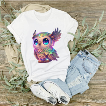 Big Eyed Horned Owl Cartoon Style Graphic T-shirt by PaintedDreamsDesigns at Zazzle