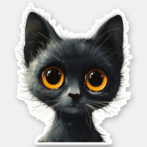Big_Eyed Midnight Mischief Cartoon Black Kitten Sticker