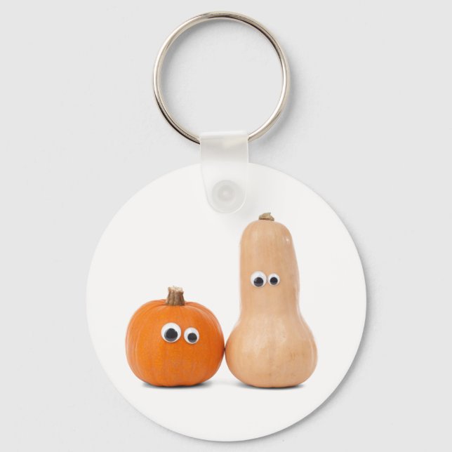 Big Eyed Pumpkin and Squash Button Keychain (Front)