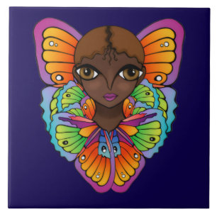 Big Eyes & Butterflies design Ceramic Tile