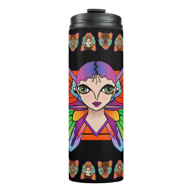 Big Eyes & Butterfly Wings Thermal Tumbler (Front)