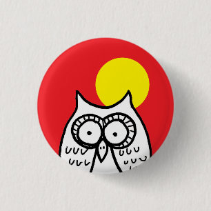 Big Eyes Cartoon Owl and Moon Button