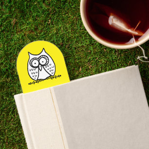 Big Eyes Funny Cartoon Owl Drawing Yellow Bookmarks