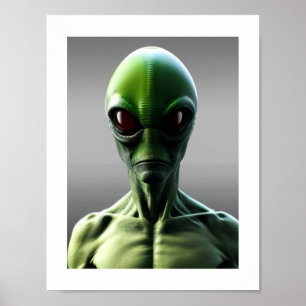 Big Eyes Green Alien  Poster