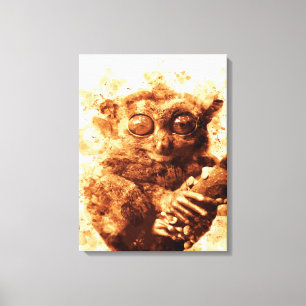 Big Eyes Monkey Coffee Art Funny Monkey Design Canvas Print