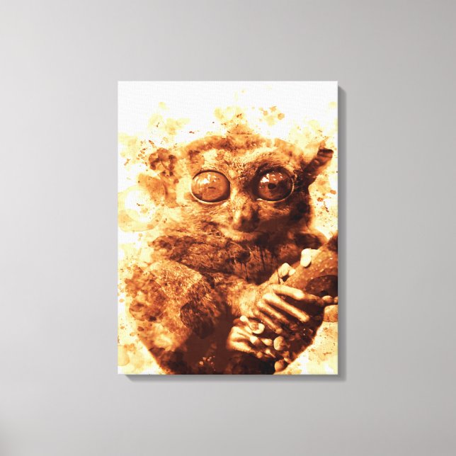 Big Eyes Monkey Coffee Art| Funny Monkey  Design Canvas Print (Front)