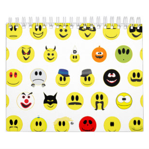 Big Eyes Smile Face Button Isolated Calendar