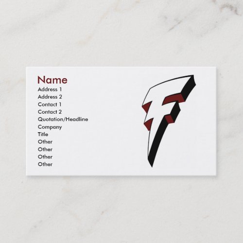 Big F Lightning Bolt Profile Card Template Business Card