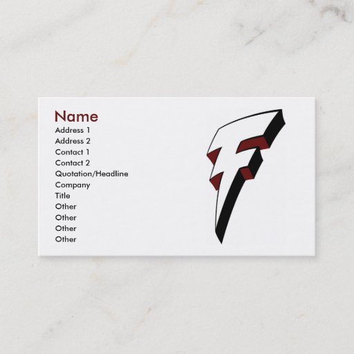 Customizable Big F Lightning Bolt Profile Card Template Business Card