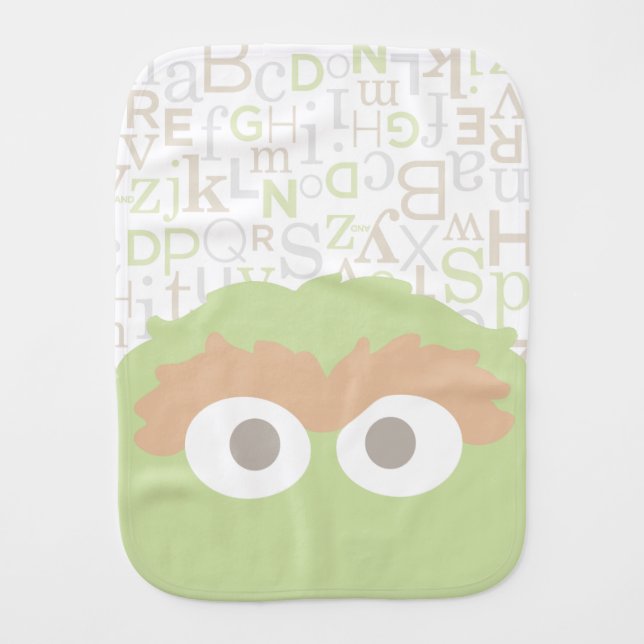 Big Face Baby Oscar the Grouch Burp Cloth (Front)