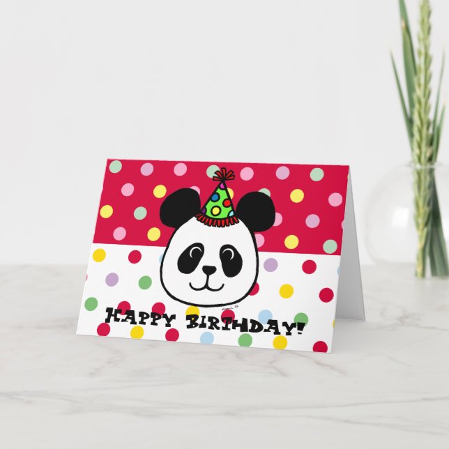 Big Face Panda Cartoon Birthday Card (Front)