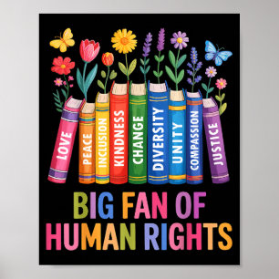 Big fan of human rights vintage floral rainbowBig  Poster