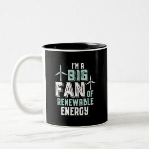 Big Fan of Renewable Energy Funny Wind Power Puns Two-Tone Coffee Mug