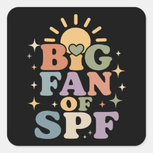 Big Fan of SPF Summer Sun Protection Square Sticker