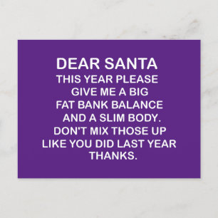 Big Fat Bank Account,funny Christmas Postcard