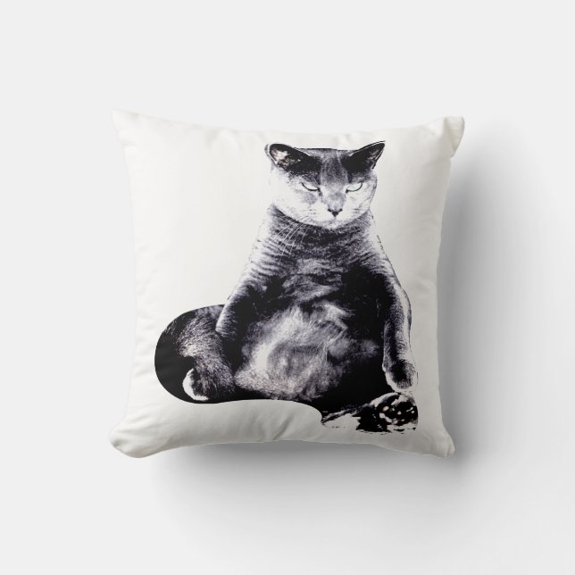 Big Fat Cat Throw Pillow (Front)