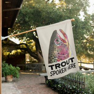 Big Fat Rainbow Trout Decor House Flag