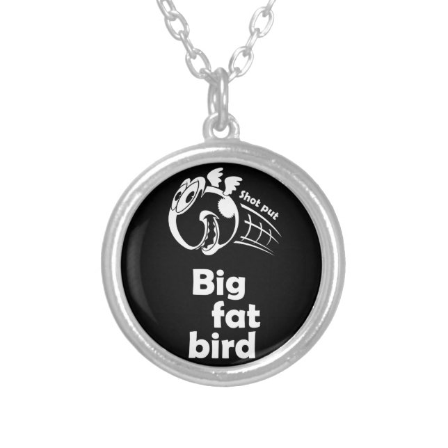 Big fat shot put bird silver plated necklace (Front)