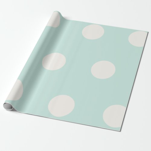 Big Fat Vanilla Polka Dots Pattern On Mint Wedding Wrapping Paper