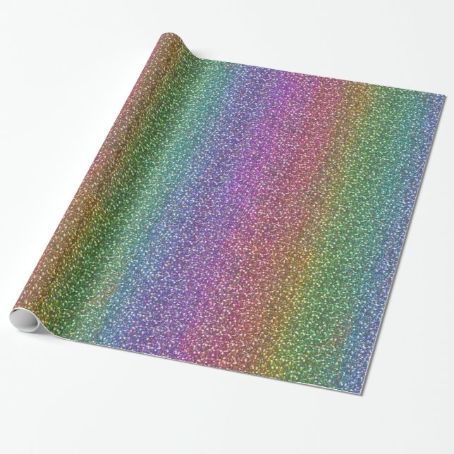 Big Faux Glitter Sparkles Shiny Rainbow Color Wrapping Paper (Unrolled)