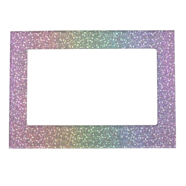 Big Faux Glitter Sparkles Shiny Rainbow Pearl Magnetic Frame (Front)