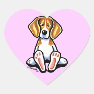 Big Feet Beagle Off-Leash Art™ Heart Sticker