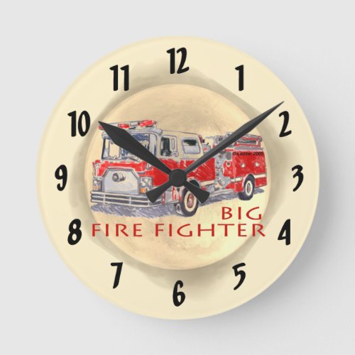 Big Firefighter Firetruck Clock