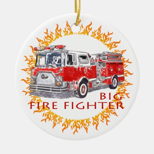 Big Firefighter Firetruck ornament