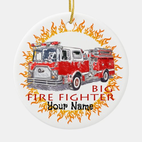 Big Firefighter Firetruck ornament