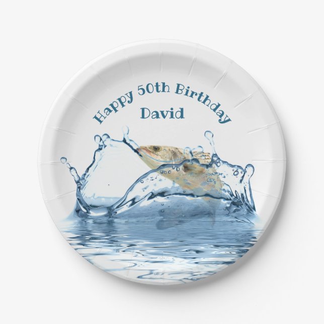 big fish 50th birthday party paper plates (Front)