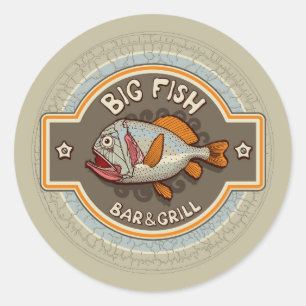 Big Fish Bar And Grill Poster Classic Round Sticker