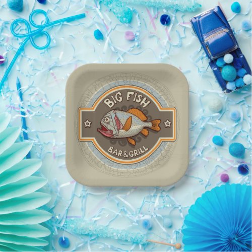 Big Fish Bar And Grill Poster Paper Plates
