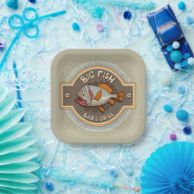 Big Fish Bar And Grill Poster Paper Plates (Party)