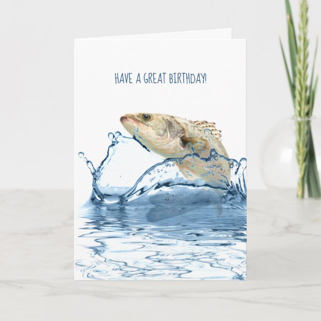 big fish birthday for fisherman card (Front)