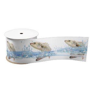 Big Fish Creating a Water Splash Satin Ribbon