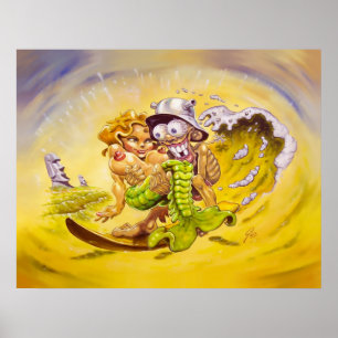 Big Fish for a Tiki Surfer Poster