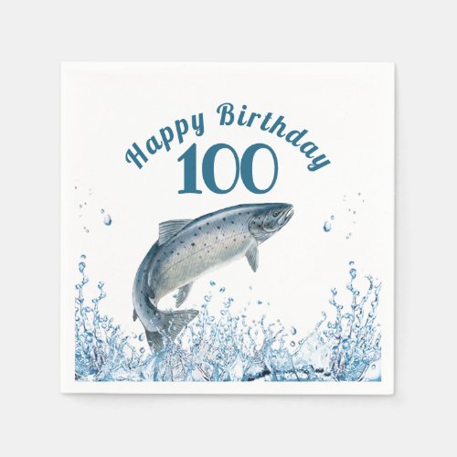 Big Fish In Water 100th Birthday Party Napkins