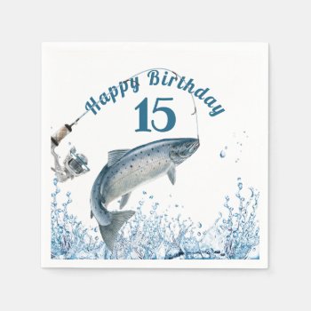 Big Fish In Water 15th Birthday Party Napkins by dryfhout at Zazzle