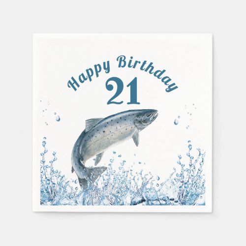 Big Fish In Water 21st Birthday Party Napkins