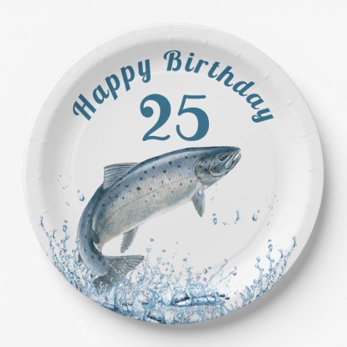 Big Fish In Water 25th Birthday Party Paper Plate