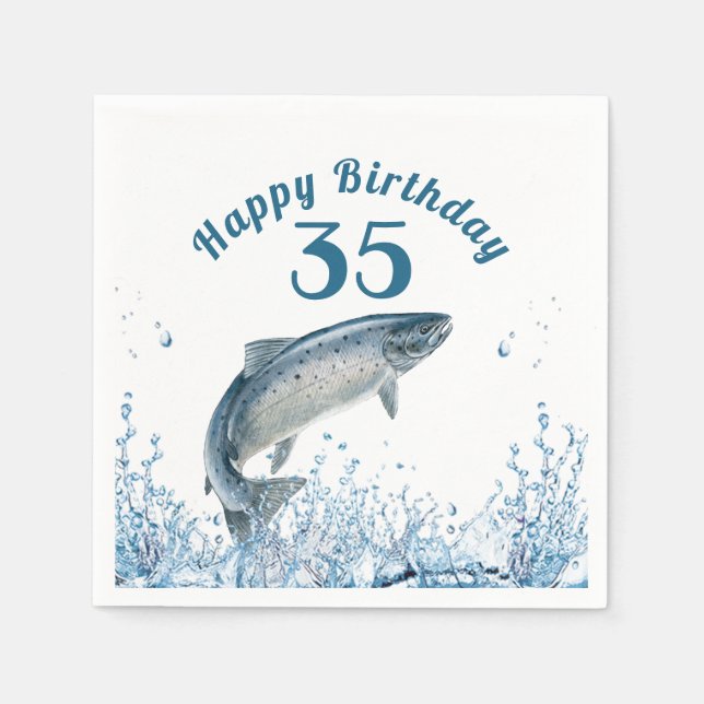 Big Fish In Water 35th Birthday Party Napkins (Front)