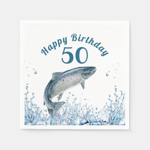 Big Fish In Water 50th Birthday Party Napkins