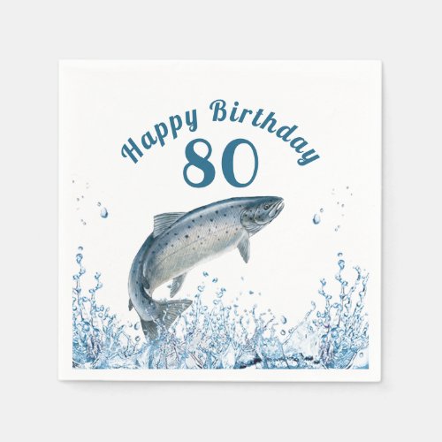 Big Fish In Water 80th Birthday Party Napkins