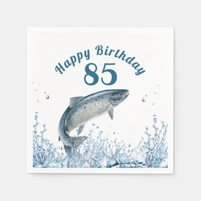 Big Fish In Water 85th Birthday Party Napkins (Front)