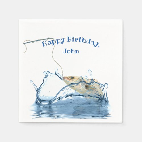 big fish in water birthday party napkins