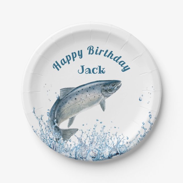 Big Fish In Water Birthday Party Paper Plates (Front)