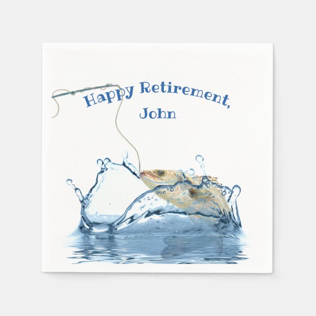 big fish in water retirement party napkins (Front)