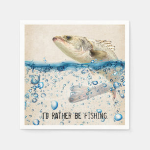 big fish in water with fishing quote napkins