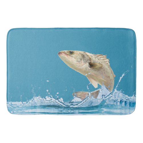 big fish jumping out of water bath mat